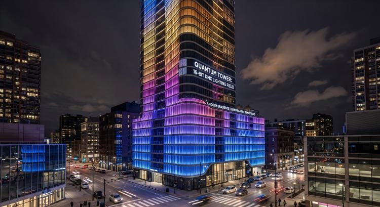 Stunning skyscraper at night with smooth lighting